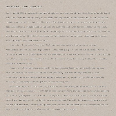 Brad Mehldau - Suite: April 2020 (2020) - Vinyl